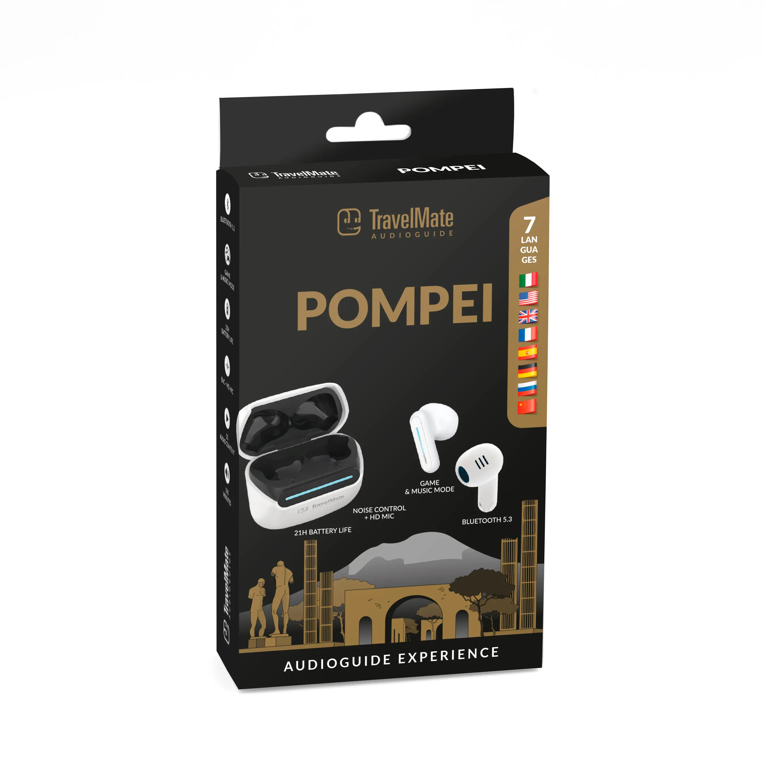 Лидер продаж, беспроводные наушники Pompei для путешествий, Bluetooth, аудиогиды для культурных экскурсий