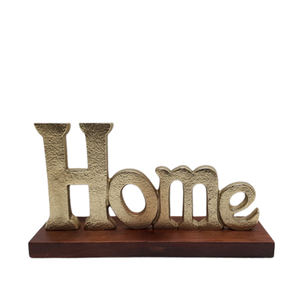 Handmade Decorative Home With Rect. Wooden Base Aluminium and <b>Wood</b> Rough Nickel and Natural <b>Colour</b> Table Decoration - Product Image 3