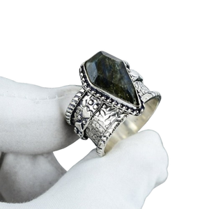 Labradorite Coffin Shape Silver 925 Sterling Silver <b>Ring</b> Labradorite Coffin Shape Stone Silver <b>Spinner</b> <b>Ring</b> Handmade Girls <b>Ring</b> - Product Image 1