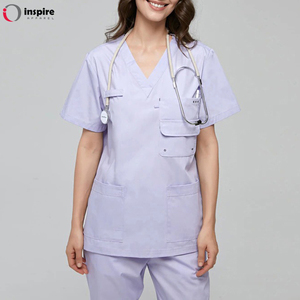 New Dress Summer Uniform Ladies <b>Scrub</b> Suit Solid Design <b>Scrub</b> Sets <b>Nursing</b> <b>Scrubs</b> Uniforms Sets by Inspire Apparel - Product Image 2