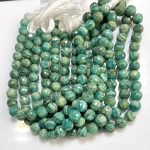 Russian Amazonite Faceted Round Shape Beads Good Quality Natural Gemstones Round Beads For Jewelry - Product Image 5