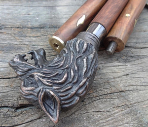 Bastón para caminar con mango de lobo de latón victoriano antiguo, Vintage bastón de madera, Diseño Artesanal de Metal, bastón coleccionable pulido - Product Image 4