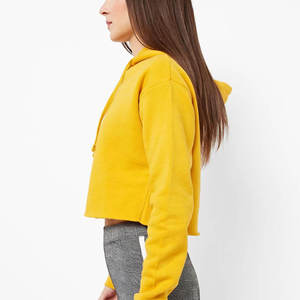 Automne classique femmes surdimensionné coupe courte pleine fermeture éclair sweat à capuche 55% coton 45% Spandex goutte pull hauts éponge hiver - Product Image 5