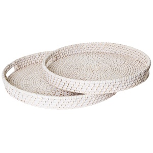 Hot Sale Handwoven Scalloped Rattan <b>Round</b> <b>Tray</b> <b>Table</b> Decoration Wicker <b>Round</b> <b>Tray</b> Variety of Sizes From Vietnam Manufacturer - Product Image 3