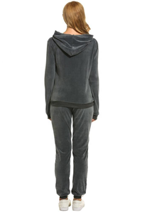 Stylish Ladies Plus Size <b>Velour</b> <b>Tracksuit</b> Cozy Full Sleeve Sweatshirt With Adjustable Bottom Pants Comfortable For All Day - Product Image 6