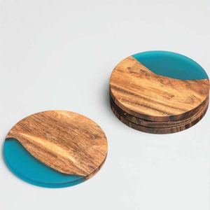 Dessous de verre indiens en résine et bois d'acacia résistants à la chaleur pour la décoration de la maison ou du bureau - Product Image 6