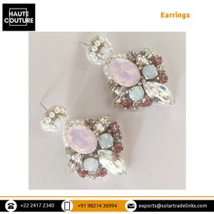 <b>Top</b> Selling Casual Style Opal Stones Made Hand Embroidered Party Evening Wear Locket Pendant <b>Earrings</b> for Women's Girls - Product Image 4