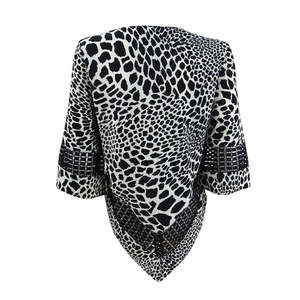 Top da Donna Alfani con Stampa Floreale e Bordo in Crochet Bianco-Nero Taglia XL - Decorazione in Pizzo Ricamato Tessuto in Chiffon Lavorato a Maglia per Signore - Product Image 2