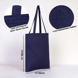 Navy Blue 100% Cotton Tote <b>Bag</b> Durable Eco-Friendly 6 Oz-<b>Medium</b> Size (14 16\" 35 40 Cm) Various Letters Screens Flowers - Product Image 3