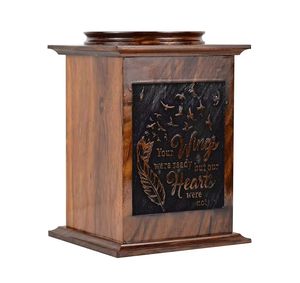 Handcrafted Rosewood <b>Wooden</b> Cremation Urn 'Wings Life' Design Memorial Ashes Decorative Funeral <b>Keepsake</b> <b>Box</b> Floor Vase - Product Image 3