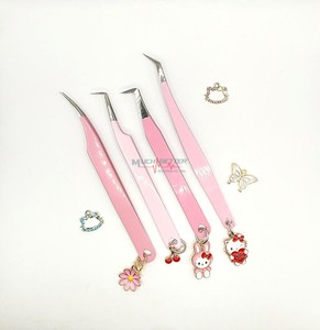 Pinzas para Pestañas de Acero Inoxidable con Diseño de Flor y Hello Kitty, Pinzas para Pestañas con Diseño de Flor y Color Pintado Personalizado - Product Image 2