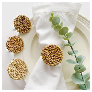 Juego de anillos de ratán para mesa de bodas, conjunto de servilletas de tejido rústico para fiesta, venta al por mayor, directo de fábrica - Product Image 5