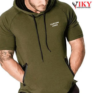 Hot Sale Gym <b>Workout</b> Bodybuilding Half Sleeve Tight Fit Thermal <b>Hoodie</b> Wholesale Custom Cheap Short Sleeve Exercise <b>Hoodie</b> - Product Image 4