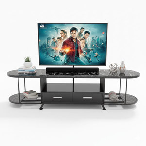 KTV68062 <b>Black</b> Stone Top TV Stand with Drawers 180x40x45cm Modern Design Living Room Furniture TV Cabinet/<b>Console</b> - Product Image 3