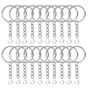 50 stuks metalen sleutelhangers met ketting, <span class=keywords><strong>bulk</strong></span> DIY accessoires, knutselhangers, sleutelringen, open jump ring sleutelhangers, <span class=keywords><strong>bulk</strong></span> - Product Image 1