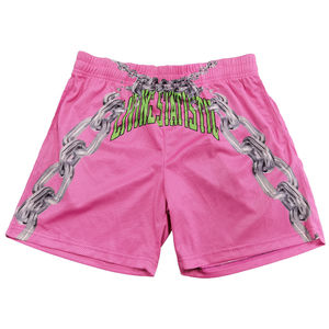 High Street Custom <b>Men's</b> Running Basketball <b>Shorts</b> Breathable Quick Drying Fitness <b>Pink</b> Mesh Chain Casual Sports Nonwoven - Product Image 1