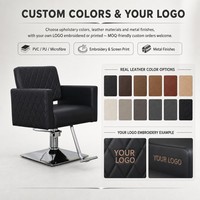 Fauteuil de Barbier Noir Matelassé Diamant avec Relevage Hydraulique, Base Carrée Chromée, Chaise de Coiffure Professionnelle