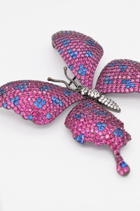 เข็มกลัดหรูหรารูปผีเสื้อสีแดงแบบวินเทจทำจากเพทายสีเงินสเตอร์ลิง925 - Product Image 2