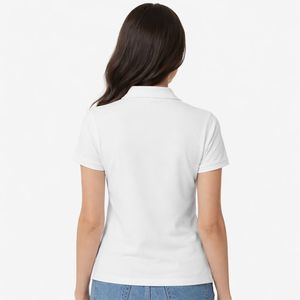 Polo de Alta Calidad para Mujer, Color Blanco Liso, Manga Corta, Informal, de Algodón - Product Image 2