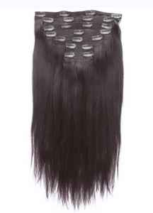 TOP QUALITY SOFT SILKY 100% VIRGIN REMY NATURAL KINKY STRAIGHT <b>HAIR</b> <b>EXTENSIONS</b> LONGER FULLER SINGLE DRAWN <b>CLIP</b>-<b>IN</b> <b>HAIR</b> BUNDLES - Product Image 4