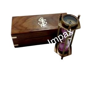 Reloj de arena personalizado de 15 minutos y 30 minutos con logotipo de ancla de barco, caja de madera empaquetada en objeto decorativo de artículo de regalo náutico - Product Image 2