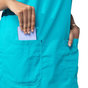 Conjunto de uniforme médico de enfermera verde azulado para mujer, traje de uniforme médico con cuello en V con bolsillos, ropa cómoda de clínica de Hospital de 2 piezas con logotipo personalizado - Product Image 2