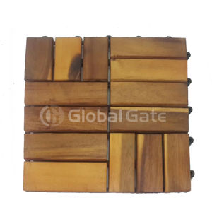 Azulejos de cubierta de madera dura de Acacia de estilo moderno de 30cm entrelazados antideslizantes para patio al aire libre, balcón, bañeras de hidromasaje con acabado liso - Product Image 4