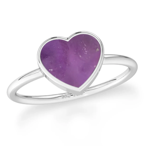 Anillo apilable de Plata de Ley 925, ajuste de bisel, amatista, forma de corazón, rebanada Natural, elegante, de moda, Unisex - Product Image 1