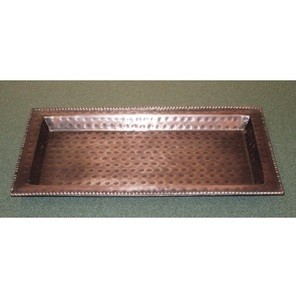 Bandeja de estilo metálico de último diseño hecha a mano con forma rectangular recubierta de cobre con diseño de martilleo cóncavo para hoteles, clubes y pubs, bandeja - Product Image 2