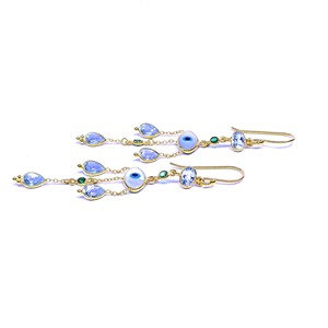 ต่างหูเงินแท้ 925 รุ่น Gemvanity SE897 ประดับพลอยทัวร์มาลีนหลากสี สไตล์คลาสสิก ชุบทองคำเวอร์เมล สำหรับผู้หญิง ศาสนาฮินดู - Product Image 3