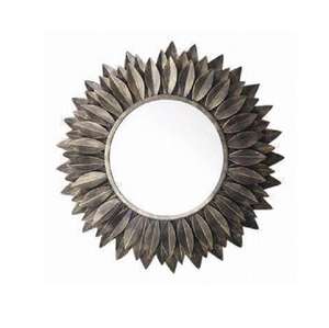 Antique Finish Black Sunflower Shape Iron Metal & Glass Wall <b>Mirror</b> Frame American Style Top Rated Round European Wall <b>Accents</b> - Product Image 1