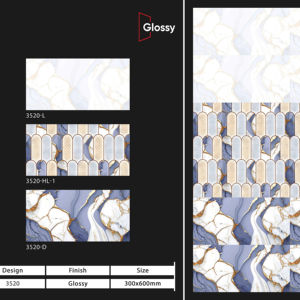 Carreaux muraux en céramique 300x600mm style maison, pour salle de bain et cuisine, finition brillante ou mate, surface sculptée effet sucre, design mural intérieur luxueux - Product Image 1