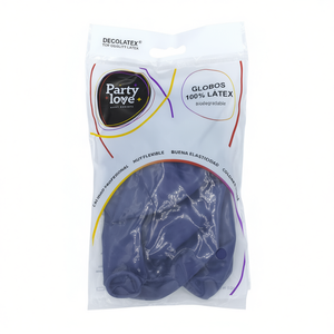 Ballons en latex Party Love bleus 45 cm 6 pièces, décoration de fête biodégradable - Product Image 2