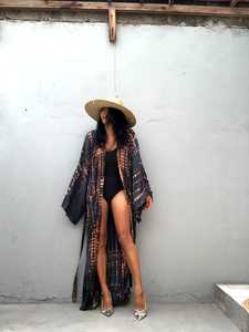 Vestido Kimono Largo de Satén Viscosa con Cuello en V y Mangas Largas, Ecológico, Transpirable, Estilo Casual para Celebraciones Festivas - Product Image 3