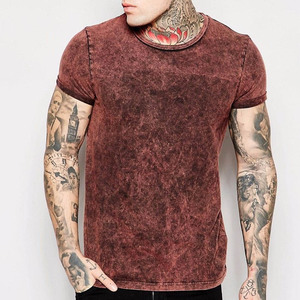 Lavage à l'acide en gros à manches courtes col rond haut court chemise hommes T-shirt blanc 100% coton lavé à l'acide T-shirt - Product Image 6