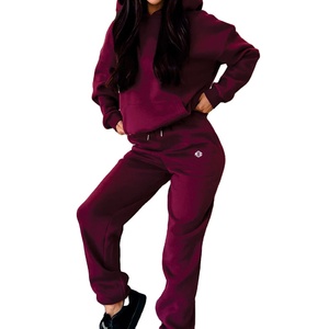 Ensemble de sweats à capuche en polaire surdimensionnés pour femmes de luxe, sweat à capuche personnalisé, logo personnalisé, OEM, vente en gros, marque privée, fournisseur américain, streetwear - Product Image 3