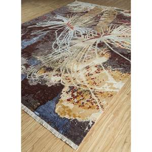 พรมขนสัตว์ผสมไหมไผ่ถักมือสีน้ำตาลเบจลายพิมพ์นามธรรมรูปทรงสี่เหลี่ยมผืนผ้าสำหรับห้องนั่งเล่นและทางเดินในบ้าน-รุ่น Skwb-15 - Product Image 2