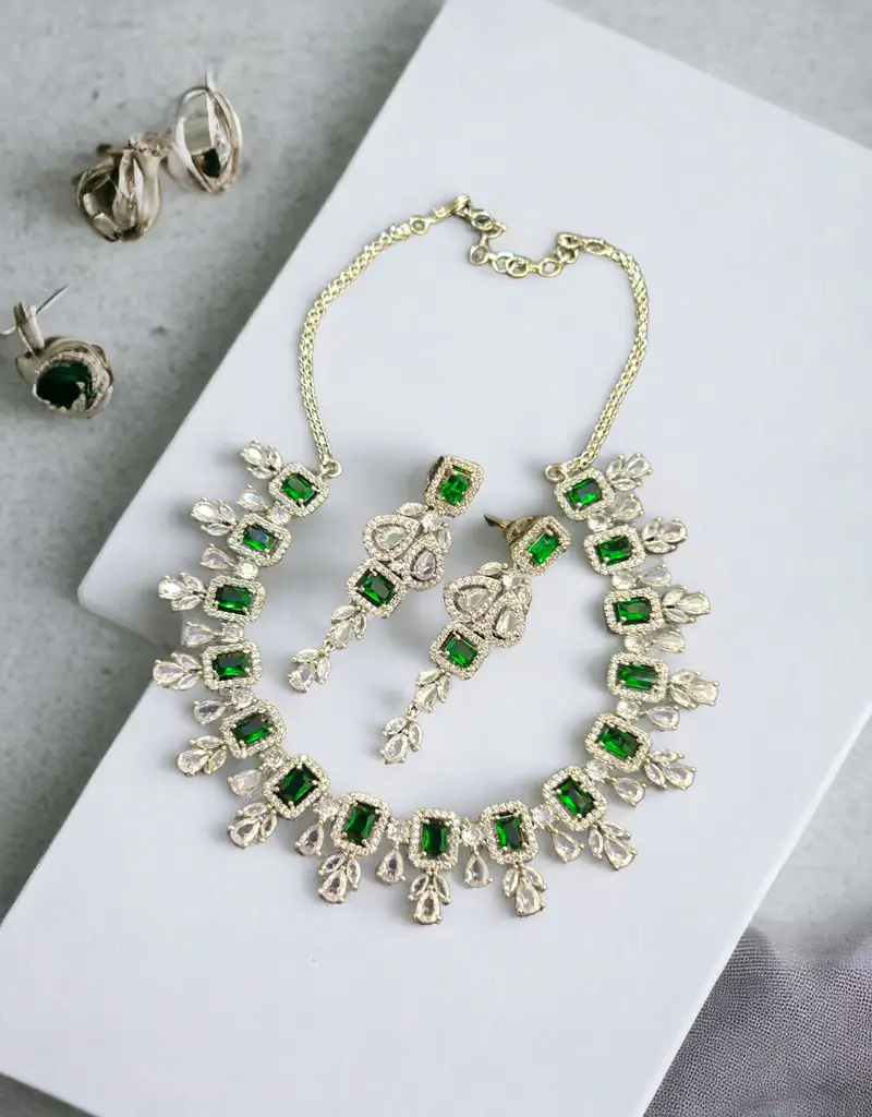 Latest Exclusive Designer Indian Fashion Jewelry Sets Heavy Wedding American Diamond Necklace for Fashion Collections