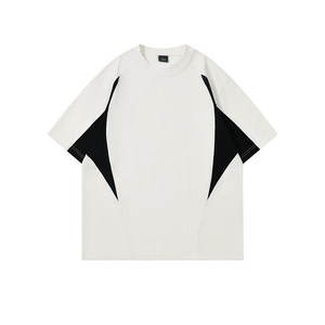 <b>Men's</b> 220GSM Paneled Solid 100% Cotton Breathable Quick Dry Anti-Wrinkle O-<b>Neck</b> Basketball Tee Streetwear Drop Shoulder <b>T</b>-<b>Shirt</b> - Product Image 3