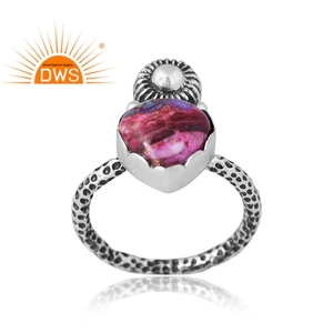 Latest Design Sterling Silver Natural Mojave Copper <b>Purple</b> Qyster Turquoise Gemstone Ring for Women Design Jewelry Manufacturer - Product Image 1