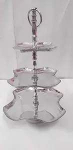 Soporte de pastel de acero inoxidable de forma redonda de calidad superior con espejo pulido de 2 niveles - Product Image 2