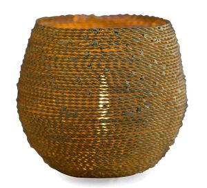 Bougeoirs votifs en métal avec fil de fer pour la maison et Noël Décoration de table Pot à bougie rond en or - Product Image 5