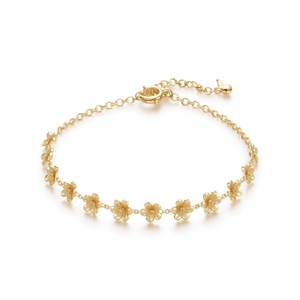 Pulsera de Oro Sólido de Lujo de 18K con Eslabones Florales para Mujer, Detalles de Flores Pulidas, Certificación GIA, Joyería Fina de Alta Gama - Product Image 4