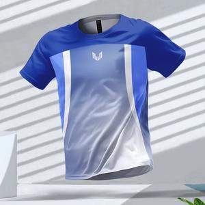 Camiseta deportiva para correr para hombre, transpirable, de secado rápido, manga corta, cuello redondo, logotipo personalizado frontal, 100% algodón Premium - Product Image 4
