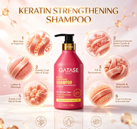 GATASE Shampoing Lotion Végétalien Premium à la Kératine Anti-Frisottis Lissant Sans Silicone Éclaircissant Cheveux Abîmés et Chute de Cheveux