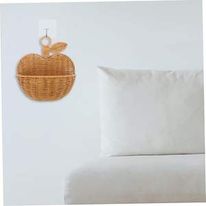Cesta de almacenamiento colgante de ratán tejido en forma de manzana, soporte de fruta pequeña, decoración de pared decorativa, cesta de mimbre colgante - Product Image 3