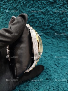 นาฬิกากลไกสุดหรูสำหรับผู้ชายผู้หญิงหน้าปัดขนาดใหญ่ VVS Moissanite เพชรสีเหลืองเคสสี่เหลี่ยมสองโทน40มม. สไตล์แฟชั่นกระจกหน้าปัด - Product Image 6