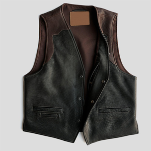 Gilet en cuir suédé noir pour homme OEM, vêtement d'extérieur d'hiver, poches avant, sans manches, grande taille, faible MOQ, style streetwear, séchage rapide - Product Image 5