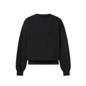 Sudadera con capucha negra de gran tamaño, sudadera de manga larga de lana informal con estampado liso, sudadera 450GSM de alta calidad - Product Image 1