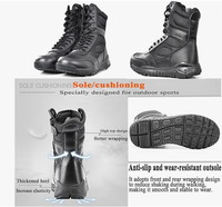 Bottes de randonnée et de travail pour hommes QUICK WAY INDUSTRIES, en cuir noir, style tactique, fermeture à lacets, modèle QWI-02-51101